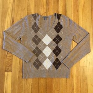 ❗️2 for $20❗️100% CASHMERE brown argyle sweater